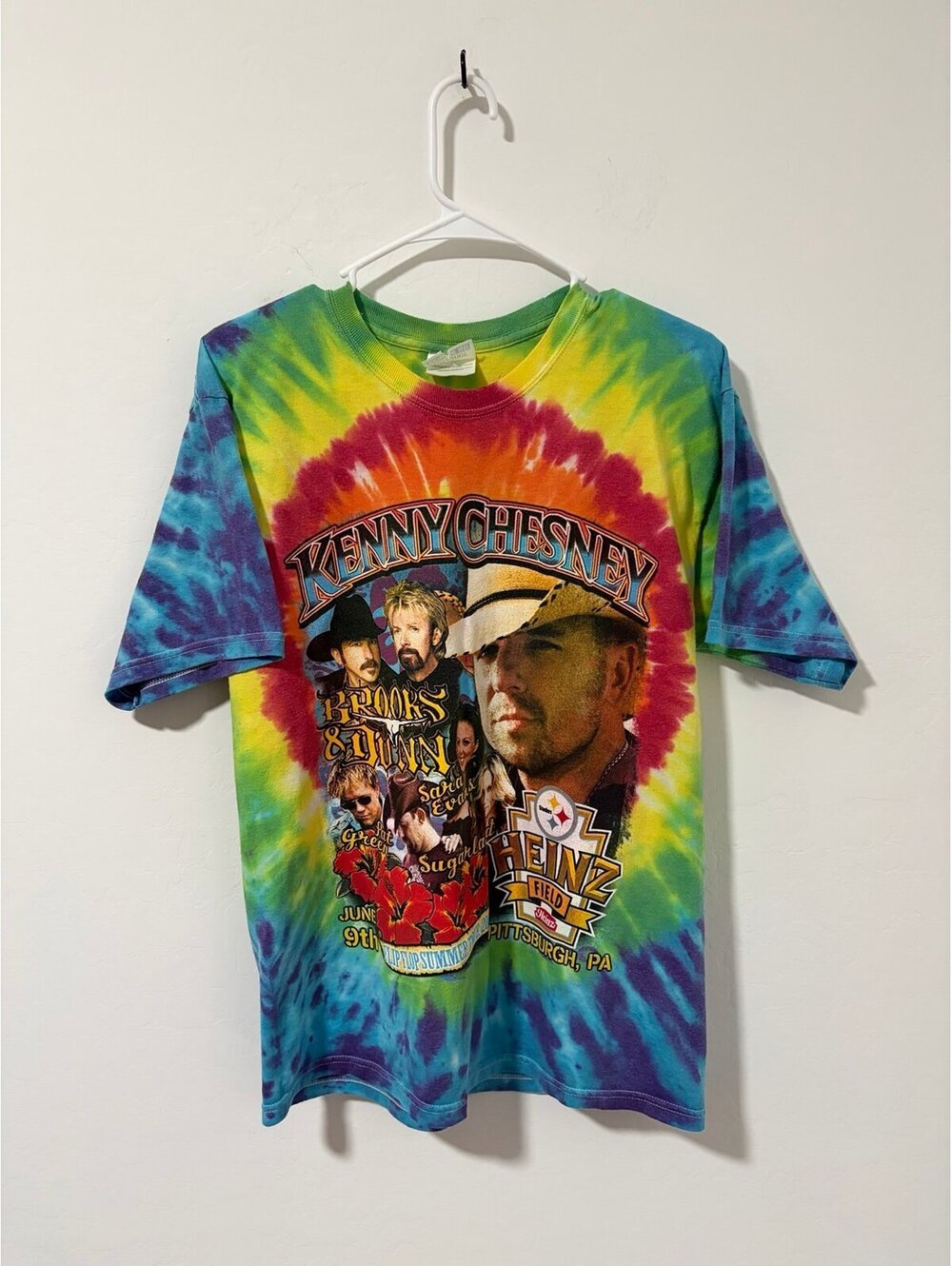 Kenny Chesney Brooks & Dunn Tie Dye flip flop 2007 summer tour shirt - Mens M